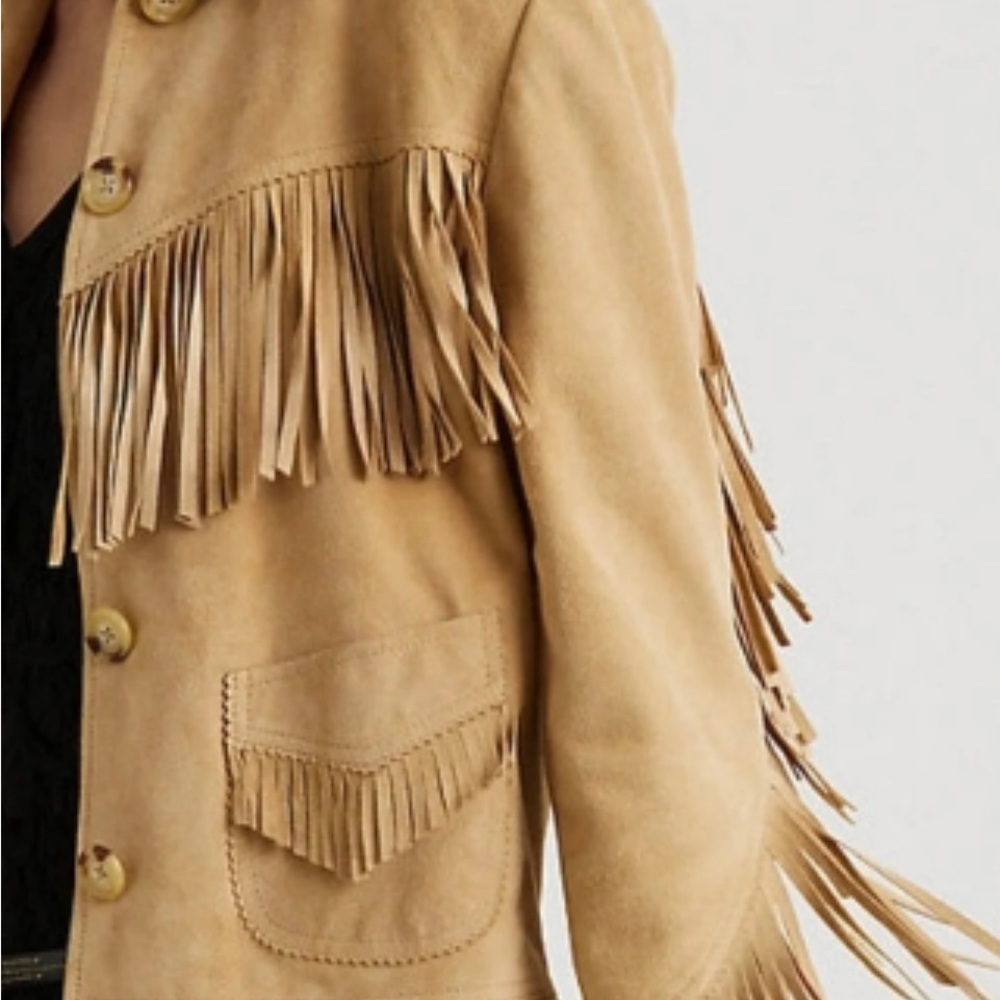 Ralph Lauren- Women’s Goat Suede Fringe Jacket - Size 10 - Picture 4 of 6